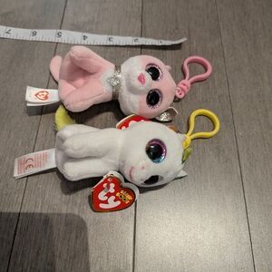 TY Unicorn Ans Cat Plush Keychains Nwt